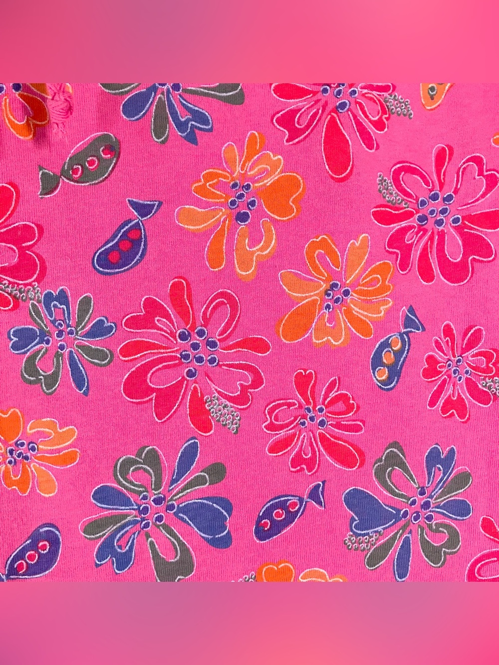 FRESH PRODUCE A-line Midi Skirt M Pull-On Floral Fish Print Beach Resort Summer - Picture 5 of 11